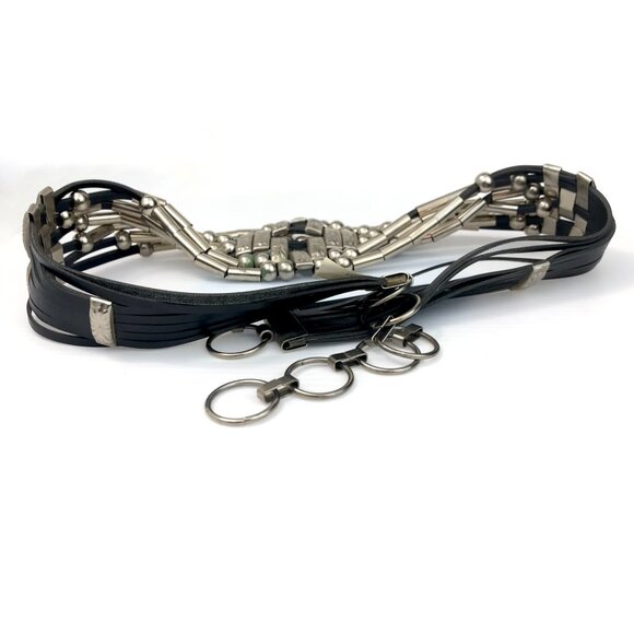 Vtg 1980s Wide Strappy Concho Silver Tone Belt Adjustable Boho Wstrn Retro Glam - Picture 16 of 16